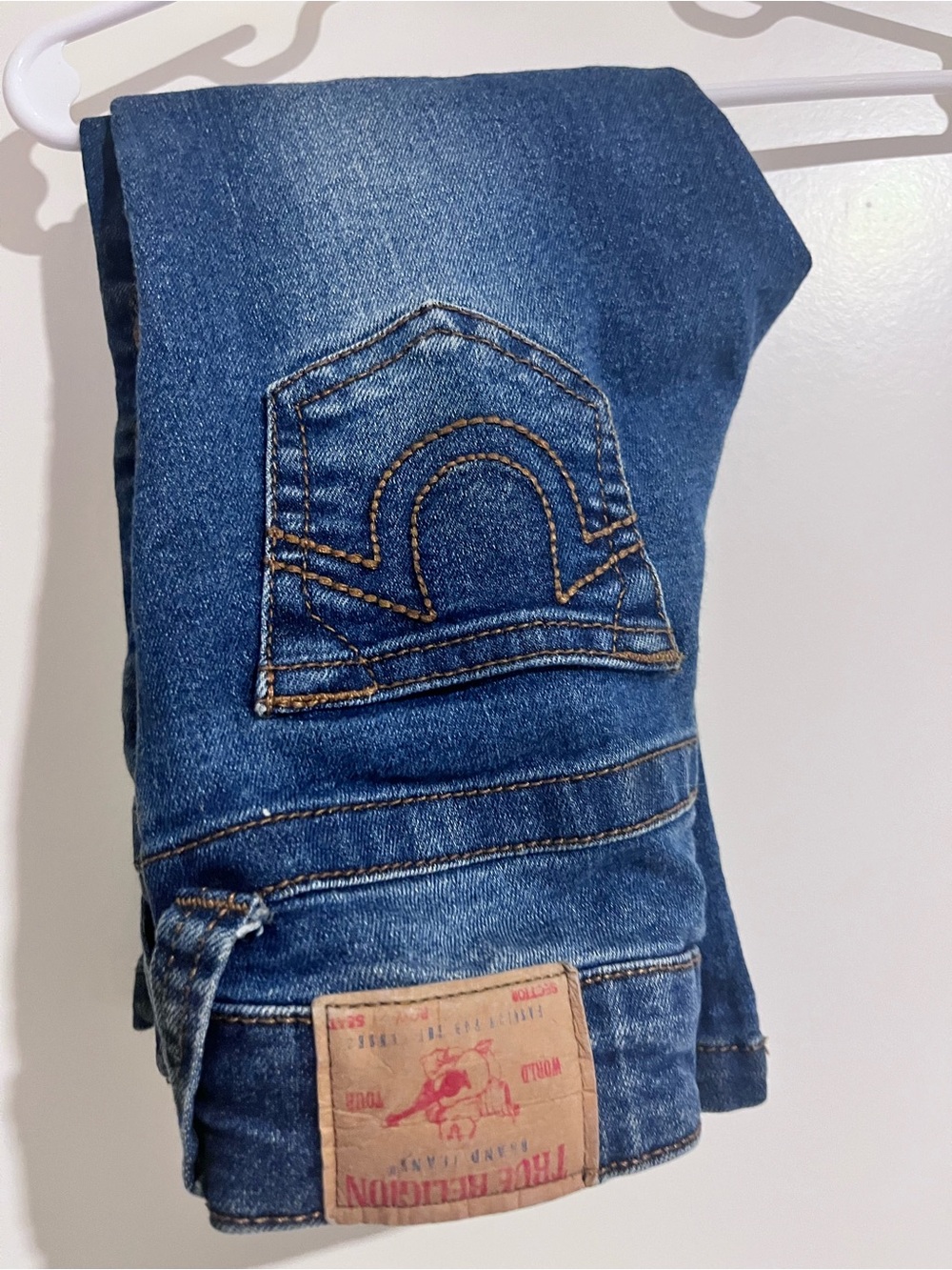 True Religion Toddlers Dark Blue Skinny Jeans with Signature Pocket Stitching